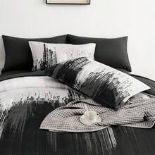 3 Pieces Black Grey Comforter Sets Queen King Bed In A Bag Colorful Abstract Art Gradient Comforter Soft Microfiber Bedding Set With Pillowcases,Wedding Items,Valentines Day Home Bed Room Decor,Easter Ramadan Gifts,All Season - 黑灰色 - 查看 2