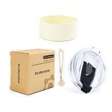 一套 EcoNymphal 杯子配件，40盎司/1200毫升保温杯替换盖，防漏，旅行咖啡杯杯套，硅胶防滑底盖，带可爱装饰 - 彩色 - 查看 17