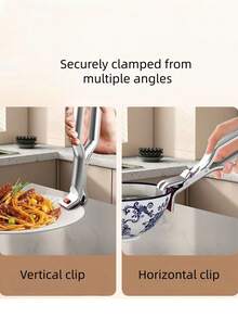1个/2个装不锈钢耐热夹，厨房碗夹，蒸笼夹，耐热烹饪用具，可安全夹取热碗、盘子和炊具，适用于空气炸锅、蒸锅、烤箱，符合人体工程学的手柄 - 轻巧易用 - 銀色 - 查看 6