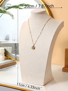 Beige Velvet Mannequin Jewelry Display Stand, Necklace Pendant Display Rack, Pearl Jewelry Display Prop, Universal Display Piece For Window, Live Streaming, Market, Vanity Jewelry Storage Decor, Perfect Gift For Valentine's Day, Christmas, New Year - Beige - View 6