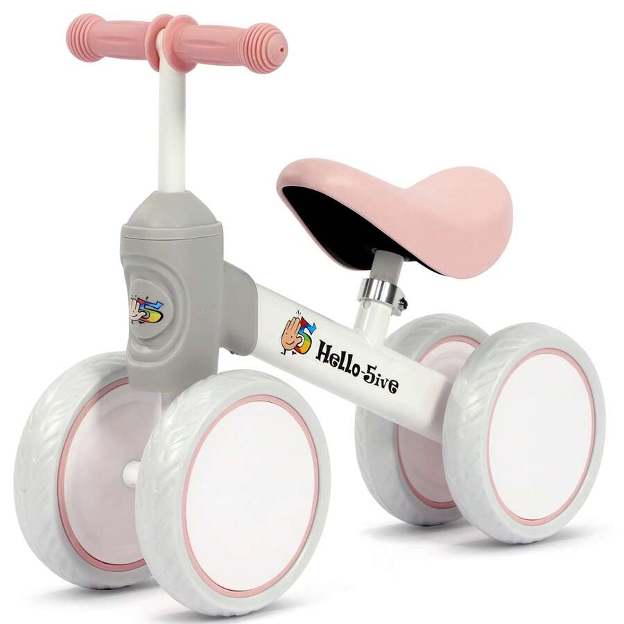 Children's Balance Bike, 4-Wheel Ride-On Car, 135° Steering Angle, Off-Road, For Toddlers - White Pink - View 1
