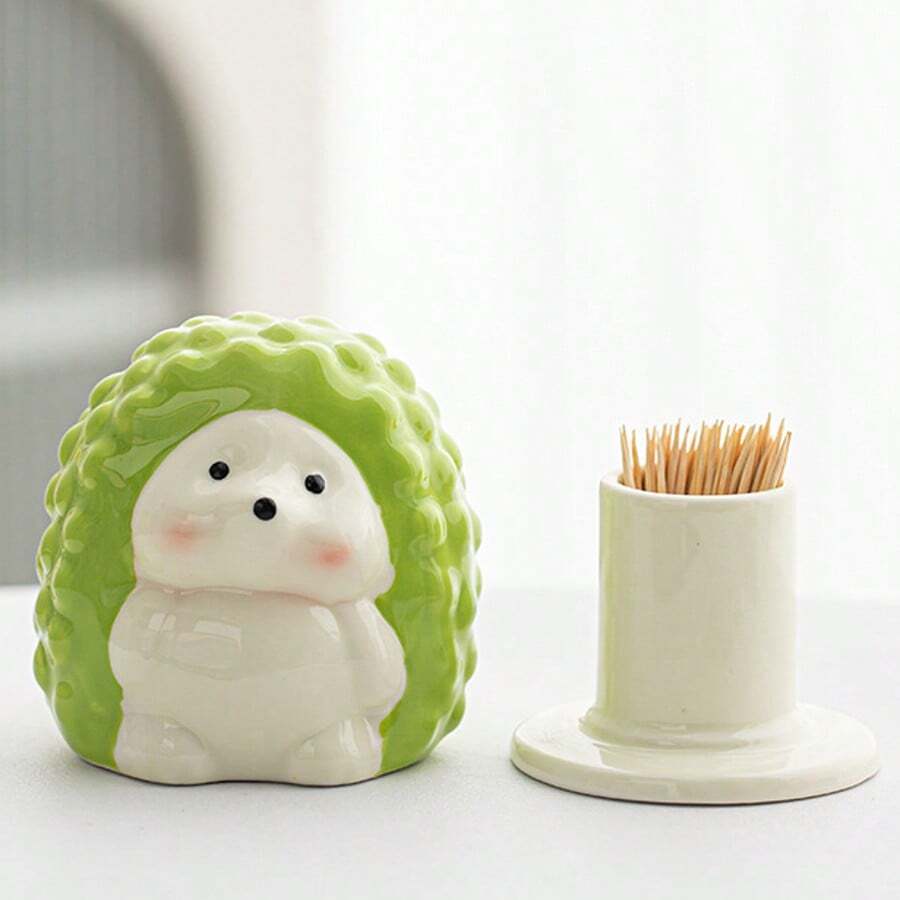 Creative Cute Ceramic Hedgehog Desktop Decor, High-Quality Ceramic Hedgehog Toothpick Holder - A - View 1