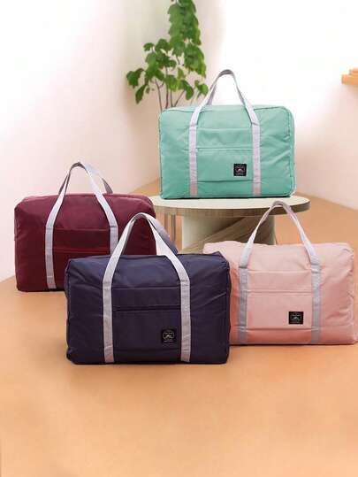 1pc Foldable Travel Luggage Bag - Lightweight, Portable, Multi-Compartment, Adjustable Shoulder Strap And Zipper Closure, Suitable For Sports, Fitness, Vacation, Gym Bag, Fitness Essential, Minimalist Design, Secure Zipper Closure