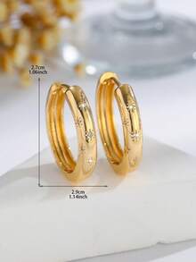 1对简约休闲百搭闪亮四角星耳环，适合日常佩戴 - 彩色 - 查看 6