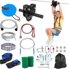 GCCSJ Zip Line Kit For Backyard,100FT Zip Line Kit For Backyard - 400LBS Capacity Heavy Duty Zipline For Kids & Adults With Safety Harness & Removable Trolley | Professional Outdoor Adventure Set With Quick-Tighten System & Thickened Seat,Easy Install ,The Best Birthday GiftGifts For Kids - 100FT - View 2