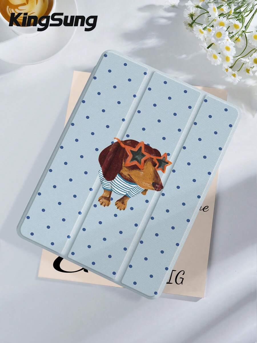 Kingsung 蓝色圆点格纹平板电脑保护套，适用于 iPad Air 8 (M4) 2026 (11 英寸)、Air 8 (M4) 2026 (13 英寸)、9.7/10.2/10.5/10.9/12.9 英寸、iPad Pro 11 英寸、第十代、Galaxy Tab S6 Lite 10.4 英寸、Kindle Paperwhite 第十二代 2024、Kindle（第十一代）2022，柔软防震，智能支架/自动唤醒/睡眠功能。