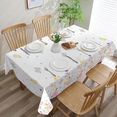 1pc/3pcs Fairy Tablecloth, Disposable Rectangular White Plastic Tablecloth For Party, Birthday, Holiday Events, Butterfly Fairy Decor, 137*274cm