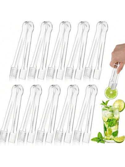 1/6/12/24 piezas Pinzas de bufé de 6.3 pulgadas, pinzas de fiesta, pinzas de pastel, pinzas de pastelería, mini alicates para herramientas de servicio de alimentos, pinzas de cocina transparentes, pinzas de hielo pequeñas, mini pinzas de servir, pinzas para cubos de azúcar y hielo, para reuniones de té y café, fiestas, bodas, fiestas, bares, aperitivos, ensaladas, postres, sándwiches, barbacoas, galletas, verano, set de verano