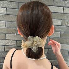 1 pezzo Scrunchie grande in organza con fiori stellati per donna, elastico per capelli ad alta elasticità, accessorio per capelli alla moda per uso quotidiano, viaggi, feste, passerelle, fermaglio per coda di cavallo per donne e ragazze, regalo ideale per San Valentino, Capodanno, Festa della Mamma, laurea, estate, vacanze - Multicolore - Visualizzare 10