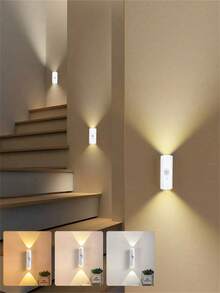1/2 đèn ngủ LED sạc lại được, đèn treo tường 2 đầu, 3 màu điều chỉnh được, thích hợp cho hành lang, phòng ngủ, cầu thang, văn phòng (400mAh) (Màu nút ngẫu nhiên) - Nhiều màu - Xem 2