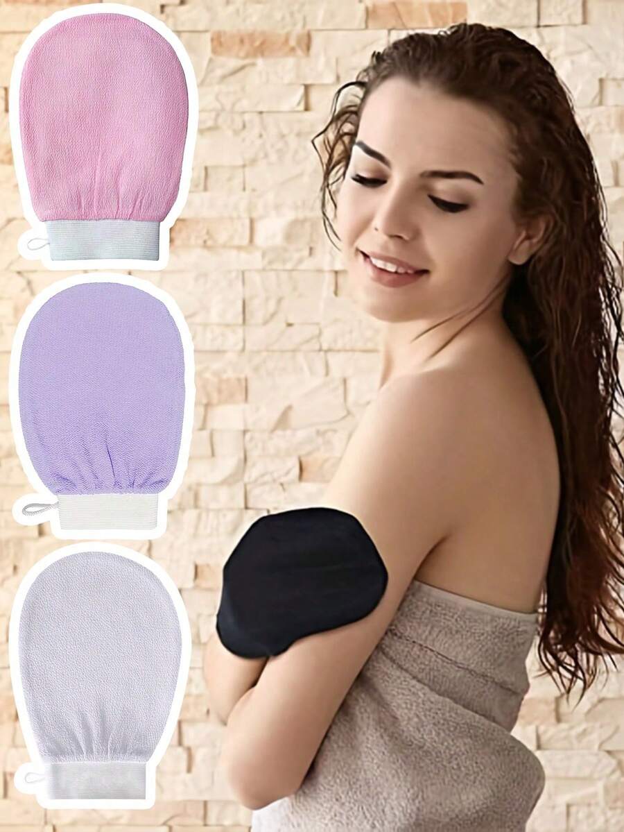 1/2/3pcs Reusable Body Scrub Gloves, Double-Sided Exfoliating Bath Mitts, Designed To Remove Dead Skin And Deep Clean, Suitable For Back, Arms And Legs