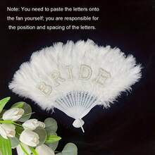 Elegant Pearl Inlaid Bridal Fan, Suitable For Brides-To-Be, Non-Foldable Handheld Style, Applicable For Weddings And Bachelorette Parties - Multicolor - View 6