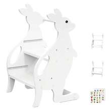 YUNRUICHI Wooden Two Step Stool Height Adjustable With Armrests Auxiliary Step Stool For Kitchen Bathroom Sink Toilet Household Helper White - 1 - View 8