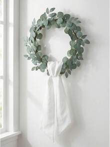 2 Pieces Linen-Style Wreath Sash For Front Door, 55"X5.1" Blank Ribbon DIY Embroidery Monogram Christmas Holiday Farmhouse Home Wall Decorations () - Trắng - Xem 9