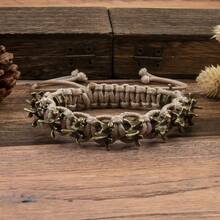 1pc Punk Dark Alloy Dragon Bone Braided Adjustable Bracelet For Men - Multicolor - View 11