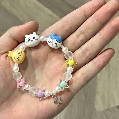 1pc 2026 New Japanese Anime Style Bracelet, Cute Toy, Minimalist Fashion, Unique Cartoon Design, Lightweight And Comfortable, Suitable For Anime Fans As Daily Accessory, Perfect Small Gift For Friends And Family, Applicable For Women's Day, Valentine's Day, Eid Al-Fitr, Back To School Season In Korea (Random Style)