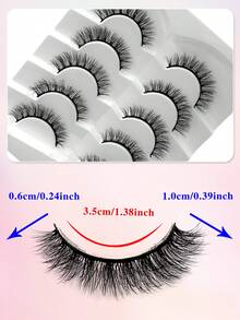 5 Cặp lông mi giả ENCHUW tự nhiên, mềm mại, làm từ lông chồn nhân tạo, lông mi giả xoăn. - màu đen - Xem 2