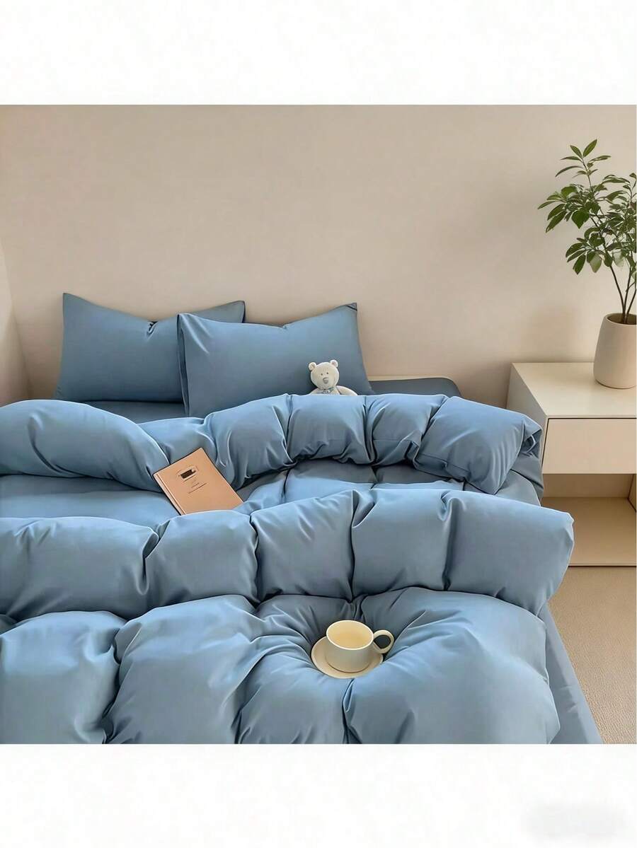 北歐輕奢單被套全棉水洗棉，不包含被芯，親膚透氣舒適，四季通用，完美的節日禮物，適合單人/雙人床可機洗的床上用品，婚禮，復活節 - 藍色 - 查看 1