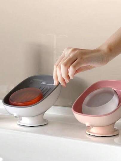 Soap Dish With Drainage, No-Drill Installation, Light Luxury Suction Cup Soap Box, Bathroom Soap Holder, Shower Shelf