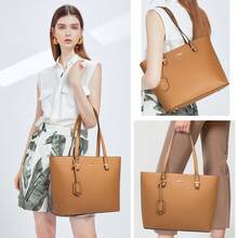 NEWHEY 4pcs Sets Laptop Bag For Women Large Leather Laptop Briefcase Computer Shoulder Tote Bags Purse - Multicolor - View 4