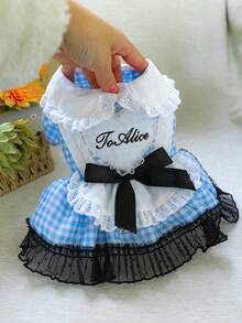 宠物连衣裙一件装，狗狗/猫咪服装，透气轻盈的童话公主裙，春夏新品 - 藍色 - 查看 6