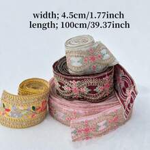 2026 New Release: 100cm Colorful Embroidered Floral Chiffon Ribbon, Suitable For Making Boho Style Bag Straps, Jewelry Crafts And More - Multicolor - View 4