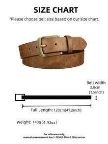 1 chiếc thắt lưng khóa màu đồng mài mòn kiểu cổ điển, thắt lưng thời trang thường ngày dành cho cả nam và nữ. - Nhiều màu - Xem 2