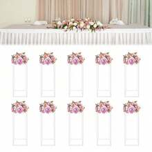 10 Pieces Geometric Metal Flower Stands, 60cm/23.62in Tall Flower Stand Metal Floor Vase Column, Centerpiece Stands Rectangular Display Rack For Wedding Party Decor - Flower Display Stands - View 1