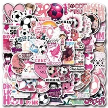 61PCS Pink Soccer Stickers High Quality Stickers Decals Scrapbook,Journaling,Laptop,Bumper,Skateboard,Water Bottles,Computer,Phone Stickers Can Bring A Lot Of Fun To Your Life,The Perfect Gift For Adults - P - View 1