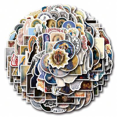 125PCS Virgin Mary Stickers Aesthetics Stickers Scrapbooking, Diary, Laptop, Bumper, Skateboard, Water Bottle, Computer, Phone Greeting Cards, Photo Albums, Furniture, Stickers