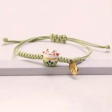 Ceramic Cat Couple Braided Bracelet, Handmade Lucky Cat Red String Bracelet, Cute Japanese Style Girlfriend Gift - Red Ceramic Cat - View 18