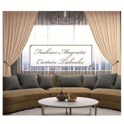 2个磁性窗帘绑带，带绑绳，耳机形状窗帘夹，无需钻孔窗帘固定器