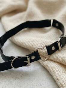 Punk Style Heart Chain Thigh Garter, Adjustable Suspender Garter, Versatile European And American Fashion Accessory - Black - View 4