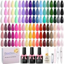 Beetles 36 Colors Gel Nail Polish Set, Pastel Jelly Pink Purple White Green Glitter Gel Kit With Base & Top Coat, Nail Tools, Soak Off UV Nail Art, Salon DIY Manicure Gift For Women - 44Pcs 36Colors Cold Shoulder - 查看 8