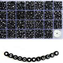 1000pcs 26 Pcs English Alphabet Bracelet Jewelry Making Kit, With Elastic String - Black Letter Set - View 5