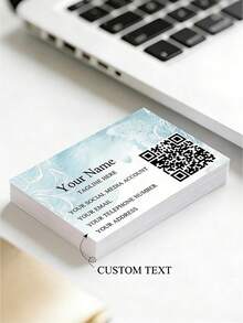 Tarjetas de presentación personalizadas con nombre, información de contacto y código QR, papel de tarjeta personalizado para regalos corporativos, invitaciones, tarjetas de agradecimiento, diseño minimalista moderno para networking profesional, artículos esenciales para pequeñas empresas - Tarjetas de visita personalizadas - Ver 1