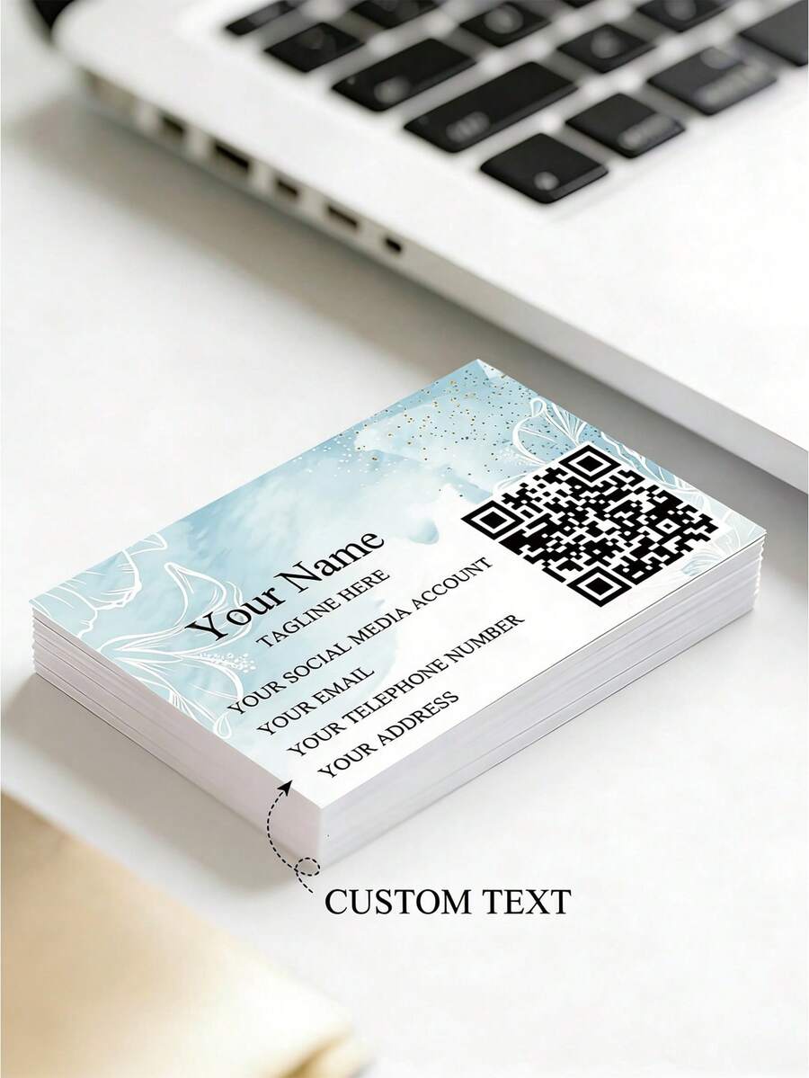 Tarjetas de presentación personalizadas con nombre, información de contacto y código QR, papel de tarjeta personalizado para regalos corporativos, invitaciones, tarjetas de agradecimiento, diseño minimalista moderno para networking profesional, artículos esenciales para pequeñas empresas - Tarjetas de visita personalizadas - Ver 1