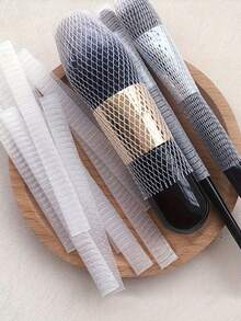 20/50个装可重复使用化妆刷收纳套，弹性网状保护套 - 定型并防止毛躁，透明塑料网状化妆刷保护套 - 防止刷毛脱落并使刷毛变直 - 白色 - 查看 2