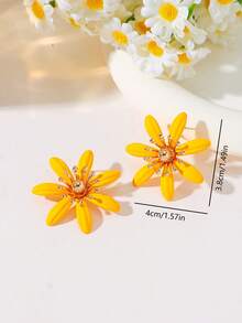 1 Paar modische, exquisite, leuchtende Gänseblümchen-Blüten-Ohrringe, elegant geeignet für Hochzeit, Party, Date, Reise, Geschenk für Freunde, Blumen-Ohrringe - Blumenohrringe - Übersicht 5