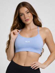 Women's Top Fitness Without Padding, Straps, Backless, Sports Workout/Gym, Premium Polyamide Fabric, Zero Comfort, No Transparency - Baby Blue - View 1