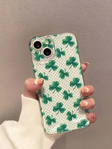 1pc Transparent Anti-Drop Soft Phone Case With Clover & Polka Dot Pattern, Compatible With IPhone 17/17 Pro/17 Pro Max/17 Air/16/16 Plus/16 Pro/16 Pro Max - Multicolor - View 2
