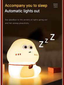 Creative Snake Shape Silicone Night Light, Touch Control & Dimmable, Rechargeable LED Lamp For Nursery, Birthday Gift - Seven Colors - View 7