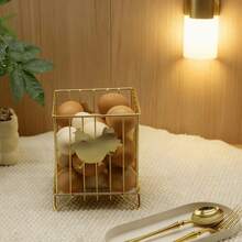 Farmhouse Style Metal Wire Egg Basket,Chicken Decor Design Hollow Egg Holder With Raised Base, Countertop & Refrigerator Organizer Bin For Kitchen Farmhouse Style Egg Container, Black & White Optional - View 13
