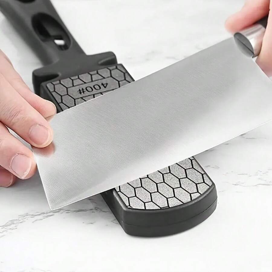 1pc Knife Sharpener, Whetstone, Knife Sharpening Tool, High-Quality Whetstone, Double-Sided Grinding Stone, Kitchen Knife Sharpener, Knife Sharpening Set With Handle, Kitchen Utensils, Kitchen Accessories - Black - View 1