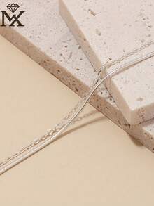 SYMFNY 1条简约925银蛇骨链双层手链，适合日常通勤、约会和外出佩戴 - 銀色 - 查看 3