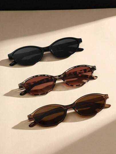 1件/3件装几何图案塑料全框多色豹纹复古时尚女款，适合作为节日礼物、街头风、热带海滩度假、郊游、约会等场合的时尚配饰，也适合返校、大学、校园风格。