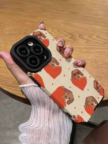 1个简约个性化爱心香肠狗条纹仿皮软壳手机保护套，适合作为礼物送给朋友和爱人，兼容 17/17 Air/17 Pro/17 Pro Max - 彩色 - 查看 5