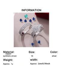 两件套奢华优雅向日葵立方氧化锆戒指套装，美式波西米亚风格珠宝，适合周年纪念、生日派对、晚宴等场合，是送给女朋友的完美优雅礼物。 - 銀色 - 查看 9