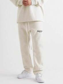 Essentials -Fear Of God SS22 Collection Wide Leg Sweatpants, Unisex High Waist Design, Loose Relaxed Silhouette, Premium Durable Cotton Blend, Elastic Waist With Drawstring, Vintage Washed Finish, Minimalist Streetwear, Comfortable Loungewear For Spring & Summer - GIÃN CƠ - Xem 5