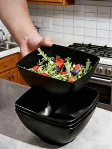 2/4/6/8个装塑料PP碗，适用于盛放水果、蔬菜、沙拉、零食、面条等。 - 黑色 - 查看 5